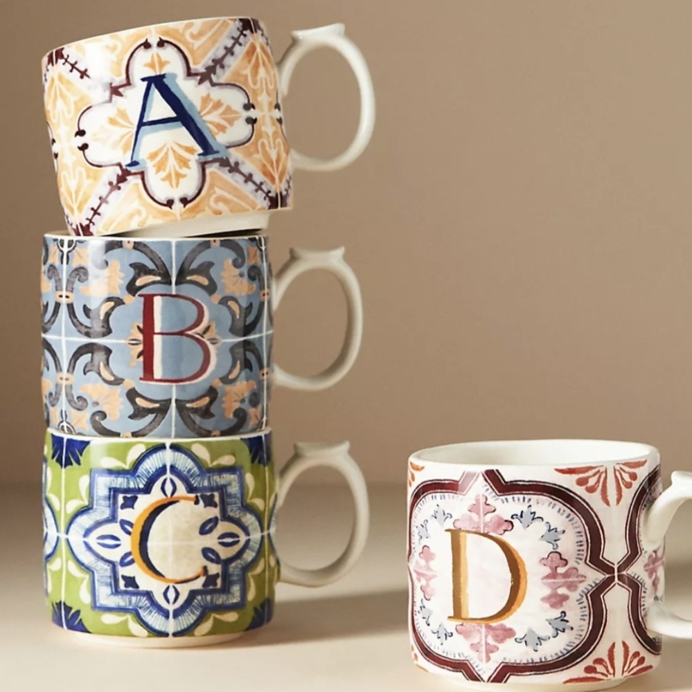 Anthropologie Mezze Mug Initial P NEW - Picture 2 of 4